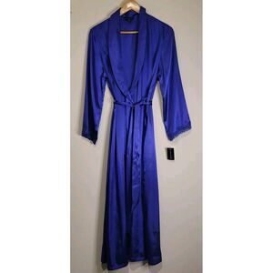 Jones‎ New York Night Robe Purple Satin Long Belted Size Small NWT